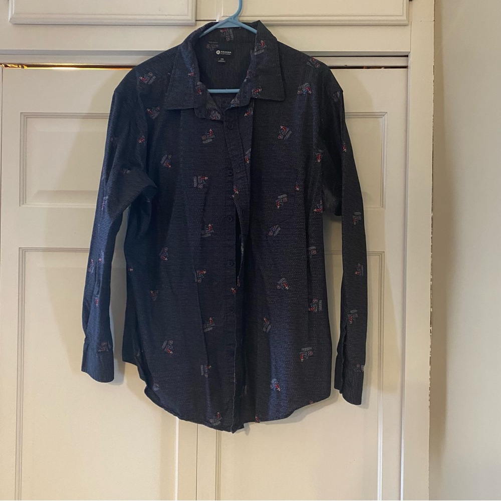 Mens XXL Haggar motorcycle Santa shirt